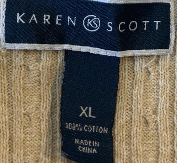 Karen Scott Beige Long Sleeve Cable Knit Sweater Sz XL Beige Aesthetic Normcore - Picture 12 of 13